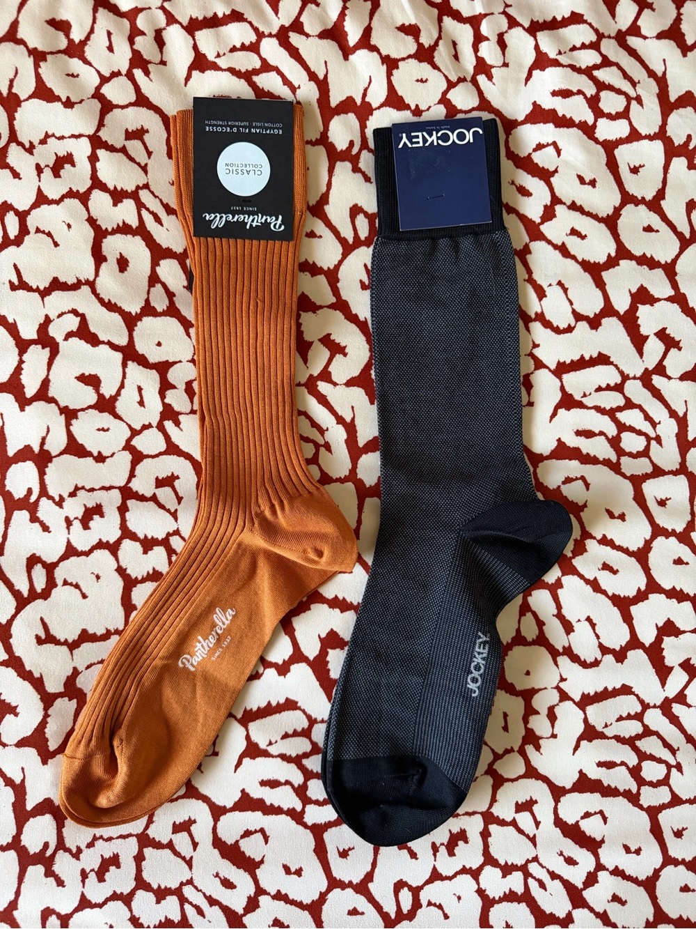 Pantherella Danvers Cotton Orange & Jockey Cotton Black Socks Medium